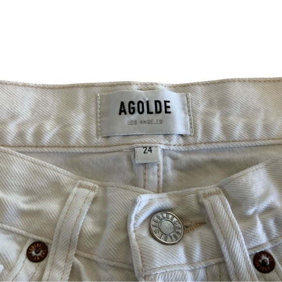 Agolde PARKER LONG SHORT IN PANNA COTTA Size 24 *Button Fly* - Picture 4 of 6